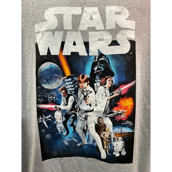 Star Wars Duel Men's T-Shirt 2XL Gray Luke Skywalker vs Darth Vader Retro - Picture 7 of 10